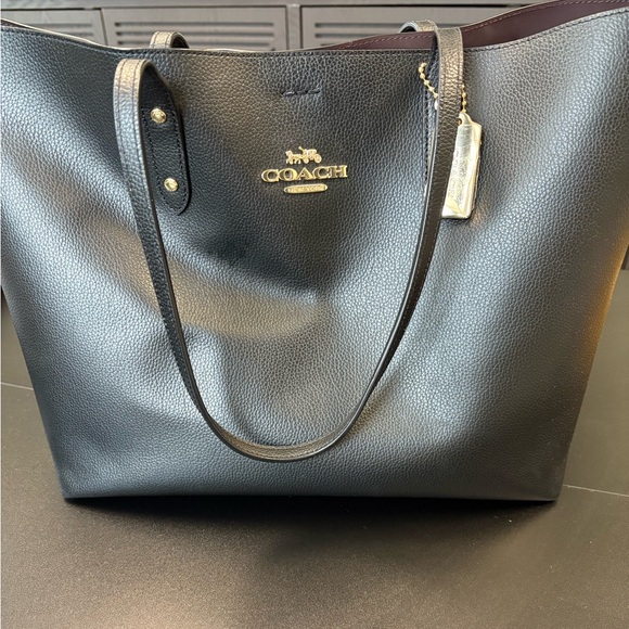 Coach Black Leather Tote Bag - Picture 1 of 9